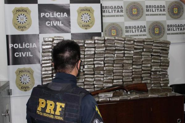 Os 189,9 quilos de maconha estavam divididos em 229 tabletes (Foto: Divulgação/Polícia Civil)