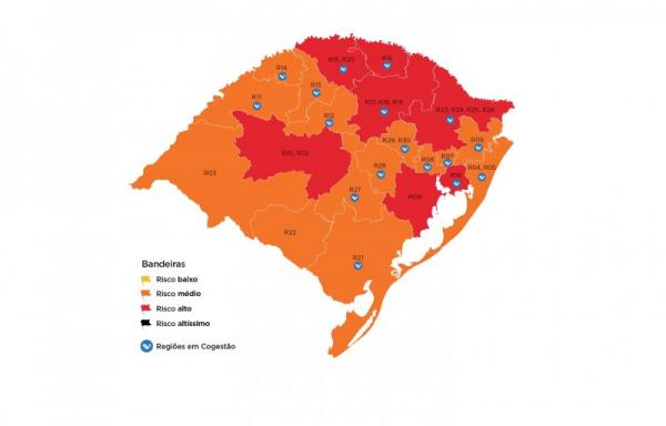 Prefeituras ou associações regionais podem enviar os pedidos de reconsideração à bandeira até às 06 horas do domingo (13/09) (Arte: SECOM-RS)