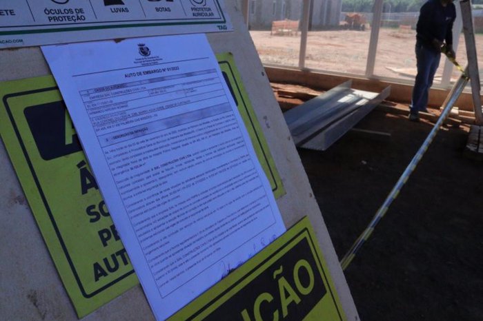 O obra está parada por determinação da prefeitura de Palmeira das Missões desde novembro de 2022 (Foto: Prefeitura de Palmeira das Missões)