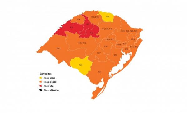 Mapa definitivo da 27ª rodada do modelo de distanciamento controlado foi publicado na tarde da segunda-feira (09/11) (Arte: Divulgação/SECOM-RS)