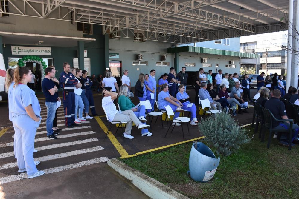 Colaboradores, lideranças e usuários prestigiaram o ato de celebração dos 78 anos do hospital (Foto: Talisson Lange / Prefeitura de Três Passos)