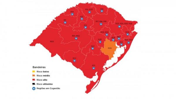 Mapa definitivo da 33ª rodada foi publicado pelo Governo do Estado na tarde da segunda-feira (21/12) (Arte: Divulgação/SECOM-RS)