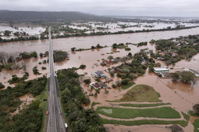 Cheia do Rio Taquari é uma das maiores da história do estado (Foto: Jefferson Botega / Agencia RBS