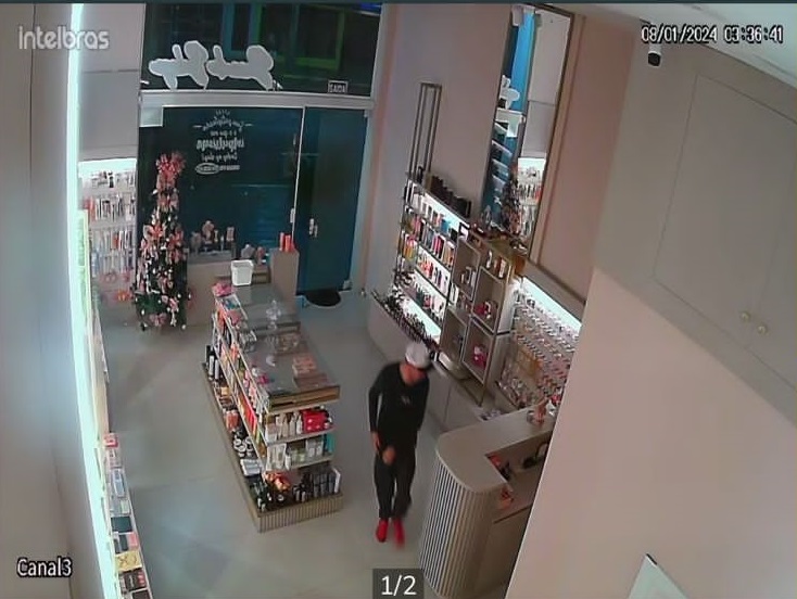 Sistema de vídeo flagrou a ação do criminoso (Foto: Reprodução/Câmara de Vigilância)